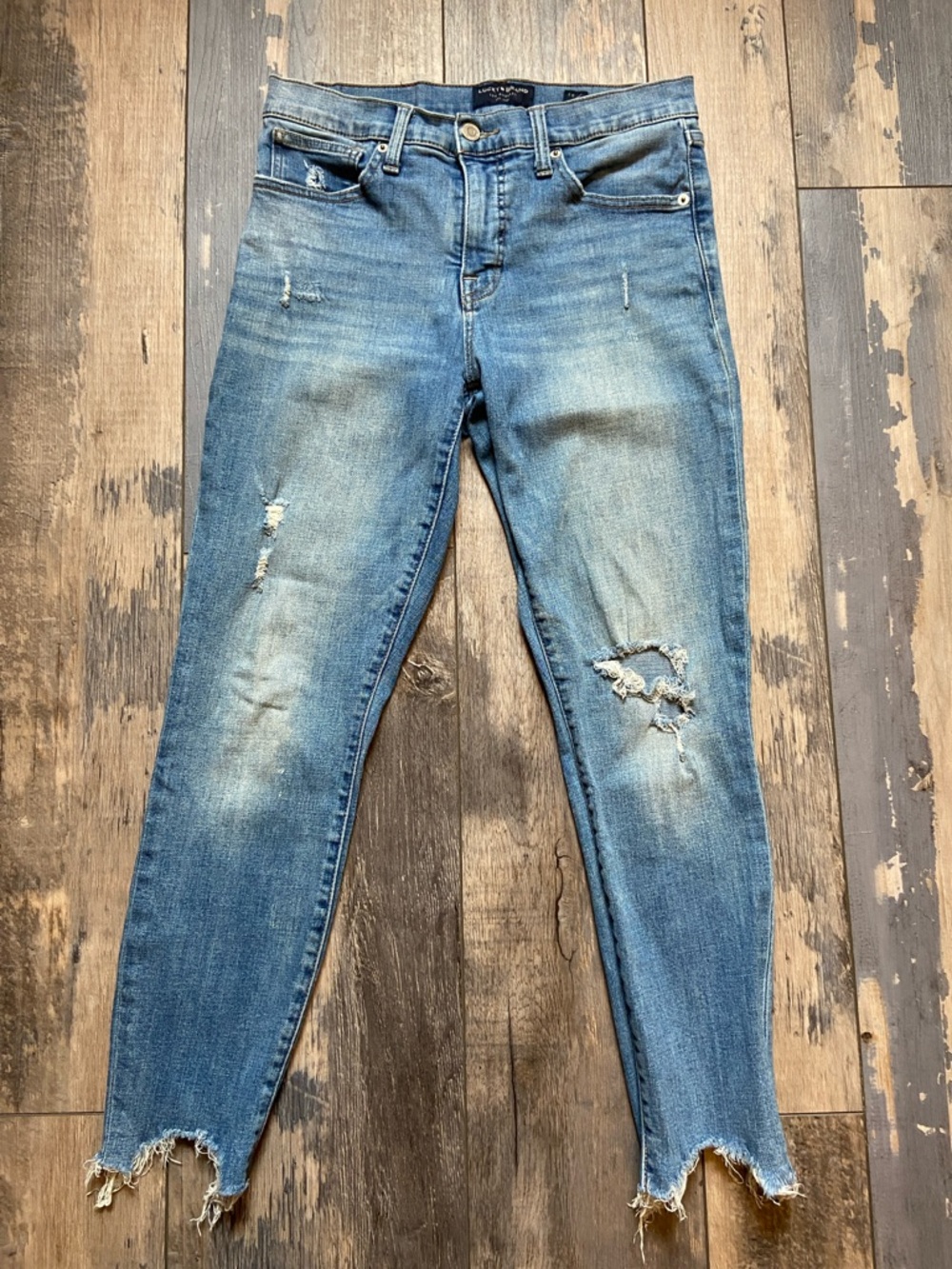 Lucky Brand Women's Distressed Light Blue Skinny Cropped Jeans Size 10/30A